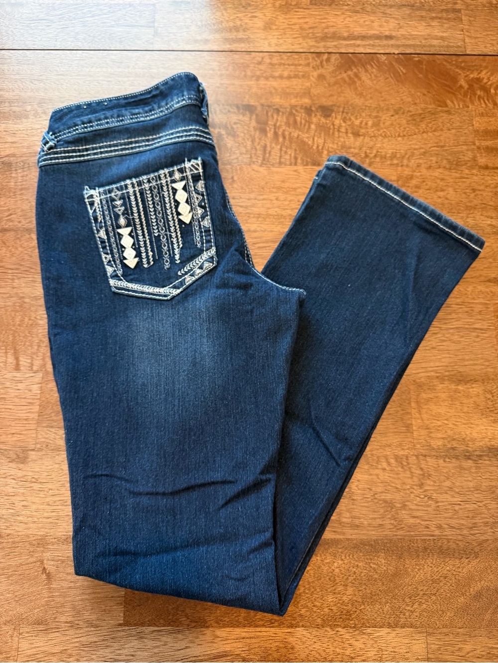 Red Camel Boot-Cut Jeans with Embroidered Back Pocket